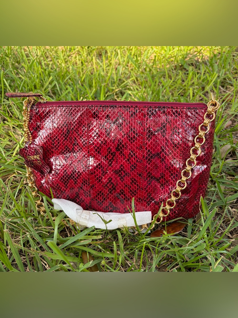 Vintage Bloomingdale's Red Snake-Pattern Reptile Habitat Accessory